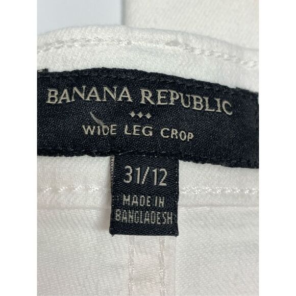 Banana Republic Women's 5 Pocket Mid-Rise Wide Leg Crop Jeans White Size 31/12 - Picture 4 of 8